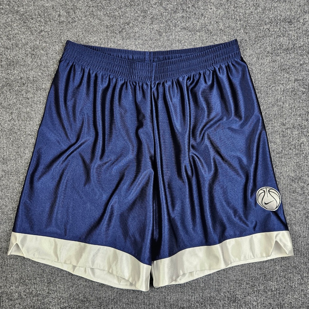 Vintage Nike Dazzle Basketball Shorts Men's L Shiny Silky 90s Blue Team Sports